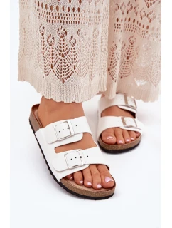 Dámské Pantofle Na Korkové Platformě S Přezkou Bílé model 21699941 - Boto