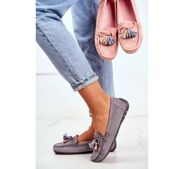 Dámské Semišové Mokasíny Šedé Donna Mia Dámské Semišové Mokasíny Šedé Donna Mia