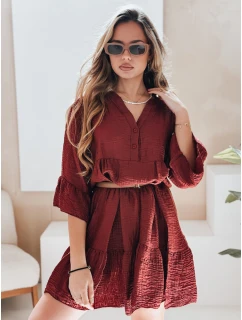 Letní mušelínové šaty LYVONNE vínové FashionStreet EY2614