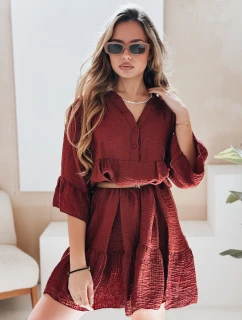 Letní mušelínové šaty LYVONNE vínové FashionStreet EY2614