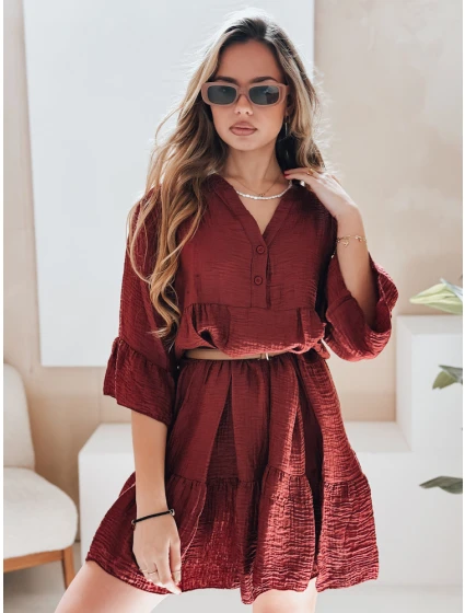 Letní mušelínové šaty LYVONNE vínové FashionStreet EY2614