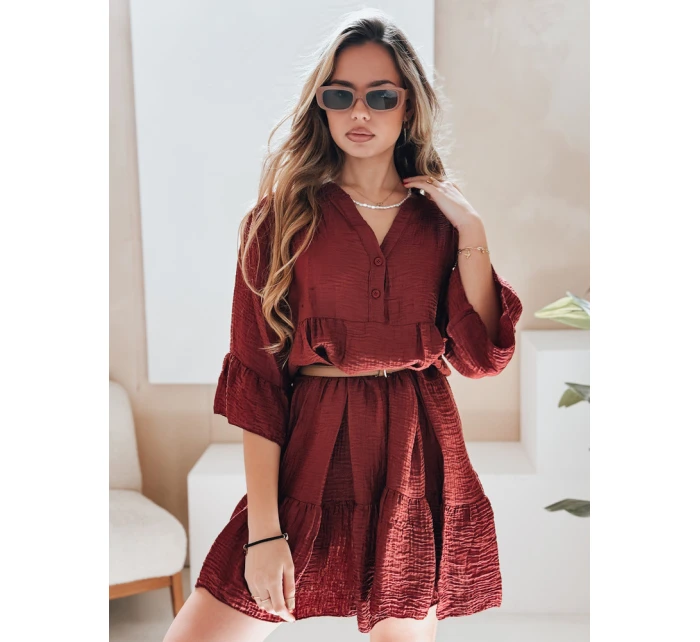 Letní mušelínové šaty LYVONNE vínové FashionStreet EY2614