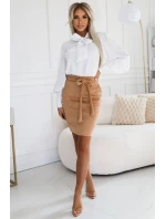 Dámská semišová sukně v karamelové barvě se zavazováním model 20684698 - numoco basic