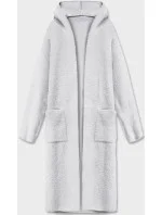 Světle šedý dlouhý vlněný přehoz přes oblečení typu alpaka s kapucí model 18059163 - MADE IN ITALY Světle šedý dlouhý vlněný přehoz přes oblečení typu alpaka s kapucí model 18059163 - MADE IN ITALY