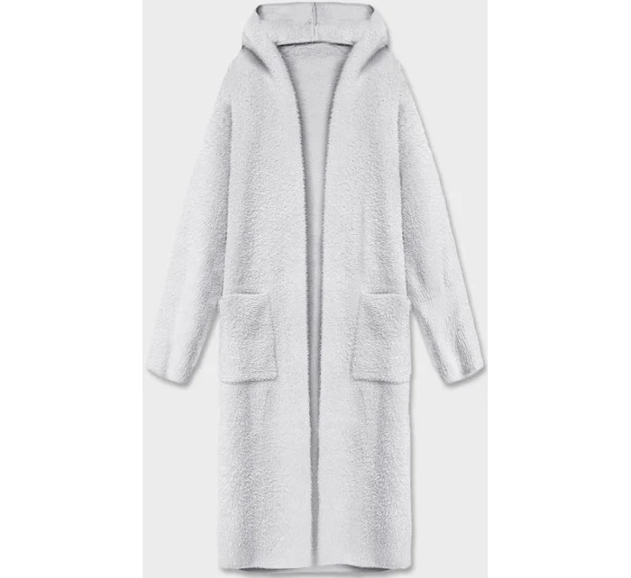 Světle šedý dlouhý vlněný přehoz přes oblečení typu alpaka s kapucí model 18059163 - MADE IN ITALY Světle šedý dlouhý vlněný přehoz přes oblečení typu alpaka s kapucí model 18059163 - MADE IN ITALY