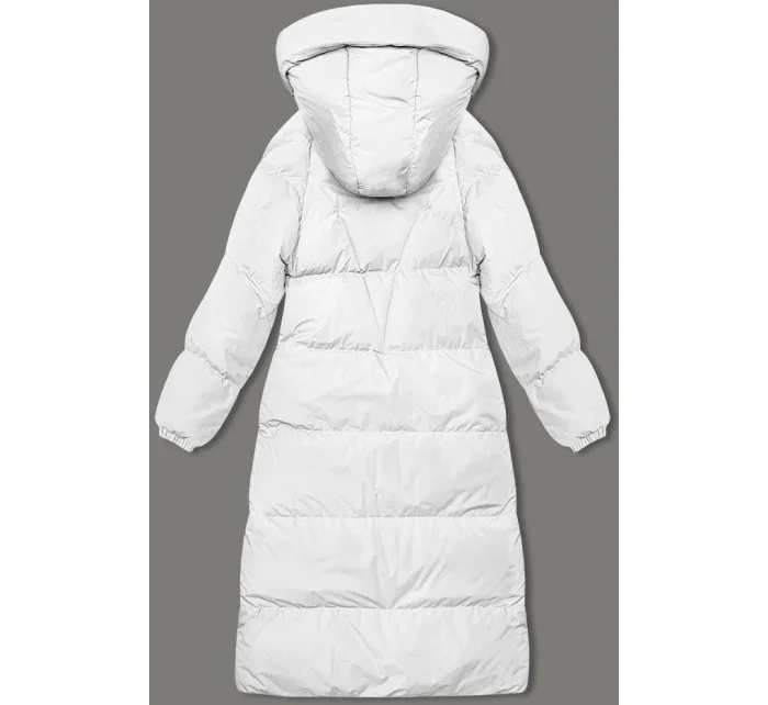 Dlouhá bílá hrubší dámská bunda s kapucí model 21246167 - J.STYLE
