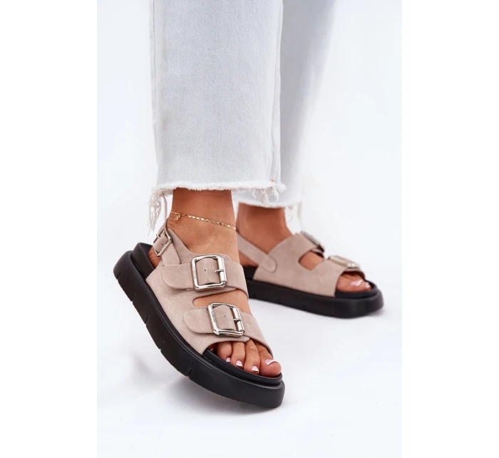 Semišové dámské sandály s přezkami Big Star model 21694384 světle růžové - Big Star Shoes