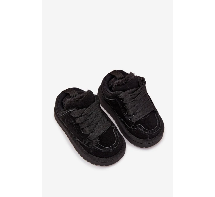 Dětské zateplené sneakers s kožíškem Mireen – černé