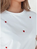 Dámské tričko oversize se srdíčky ROMAFINA bílá Dstreet RY2889 Dámské tričko oversize se srdíčky ROMAFINA bílá Dstreet RY2889