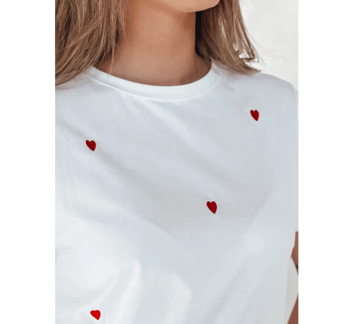 Dámské tričko oversize se srdíčky ROMAFINA bílá Dstreet RY2889 Dámské tričko oversize se srdíčky ROMAFINA bílá Dstreet RY2889