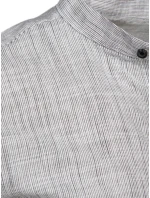 Pánská košile s dlouhým rukávem a stojáčkem šedá FashionStreet DX2659