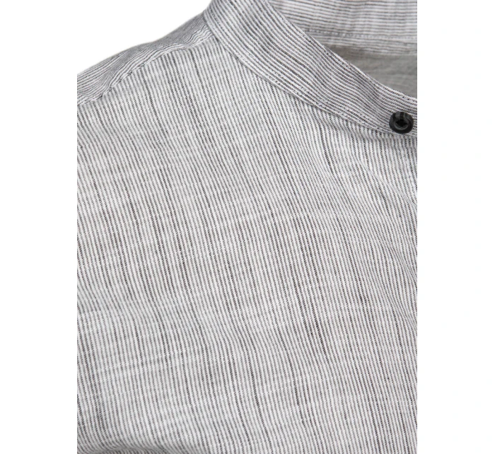 Pánská košile s dlouhým rukávem a stojáčkem šedá FashionStreet DX2659