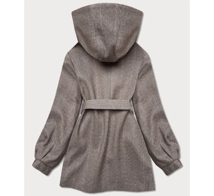 Hnědá dámská rozšířená bunda se vzorem model 21140787 - ROSSE LINE