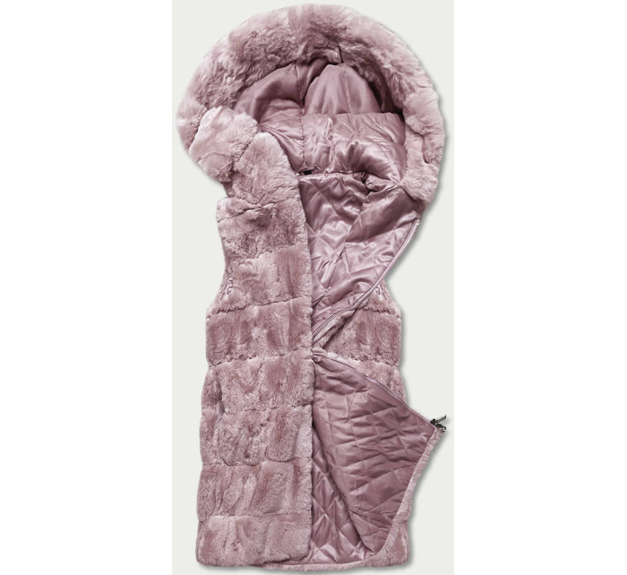 Růžová kožešinová vesta s kapucí (BR8060-81)