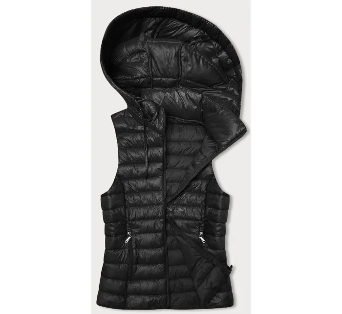 Černá prošívaná vesta s odepínací kapucí model 20828079 - J.STYLE Černá prošívaná vesta s odepínací kapucí model 20828079 - J.STYLE