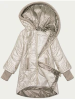 Světle béžová prošívaná bunda s ozdobnými stahovacími lemy model 21335575 - S'WEST Světle béžová prošívaná bunda s ozdobnými stahovacími lemy model 21335575 - S'WEST