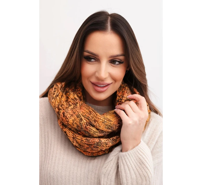 Dámský vlněný melírovaný silný šál na zimu KN24 hořčicový