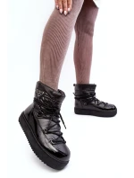 Dámské sněhule na platformě s mašlí černé model 21641625 - Boto Dámské sněhule na platformě s mašlí černé model 21641625 - Boto