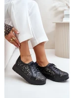 Kožené Polobotky Na Platformě S Černé model 21670952 - Zazoo Kožené Polobotky Na Platformě S Černé model 21670952 - Zazoo