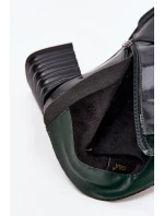 Lakované kožené dámské botky na sloupku D&A – tmavě zelené