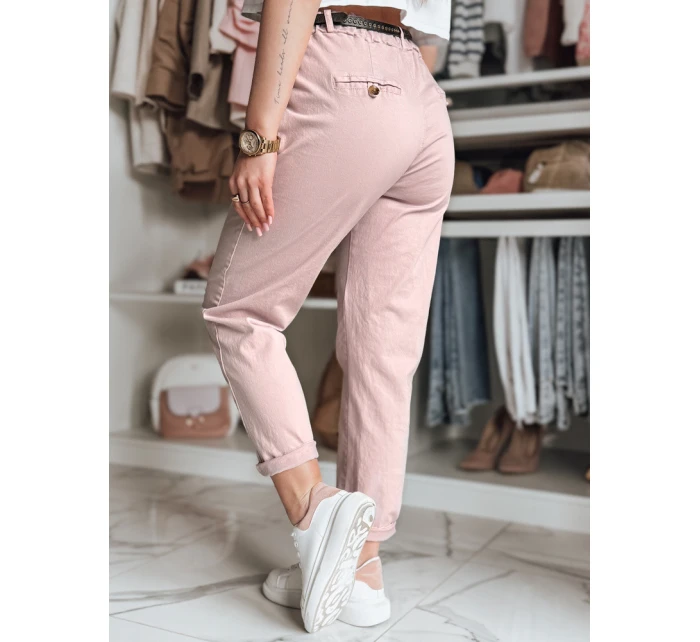 Dámské chinos kalhoty s páskem RELCIX růžové FashionStreet UY2583