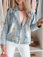 Dámská oversize džínová bunda modrá model 21988199 - Dstreet