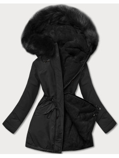 Teplá černá dámská oboustranná zimní bunda (W610BIG)