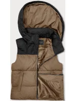 Tmavě béžovo-černá krátká dámská vesta J.STYLE s kapucí (16M9112-84) Tmavě béžovo-černá krátká dámská vesta J.STYLE s kapucí (16M9112-84)