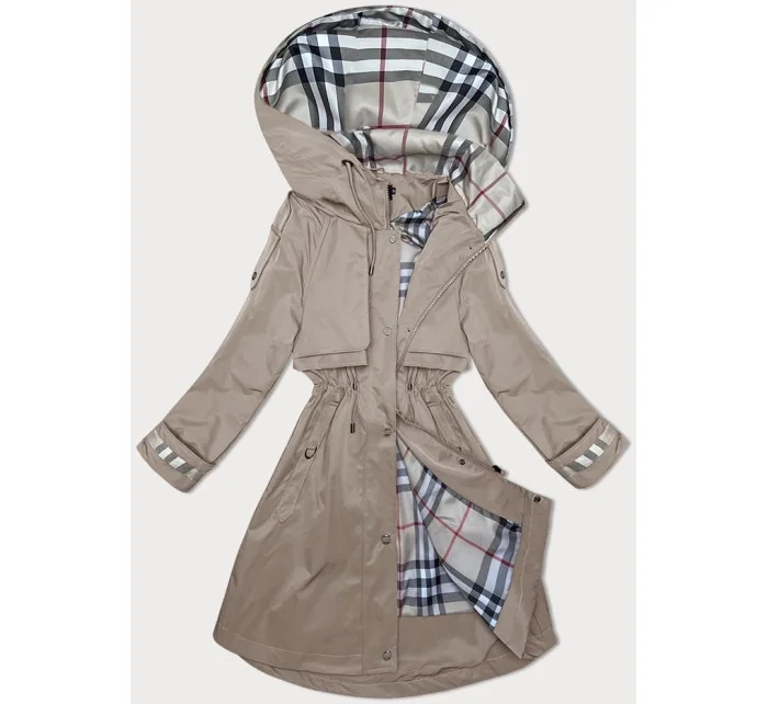 Tmavě béžová tenká dámská bunda parka s kapucí (2) model 19709855 - BH FOREVER Tmavě béžová tenká dámská bunda parka s kapucí (2) model 19709855 - BH FOREVER