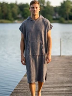 pánské vaflové pončo Saimaa s kapucí Organic Grey
