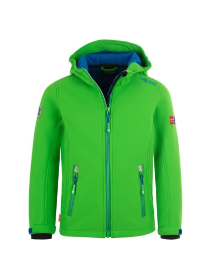 TrollKids Dětská softshellová bunda Trollfjord Jacket bright green/med blue větruodolná zelená (161-304)