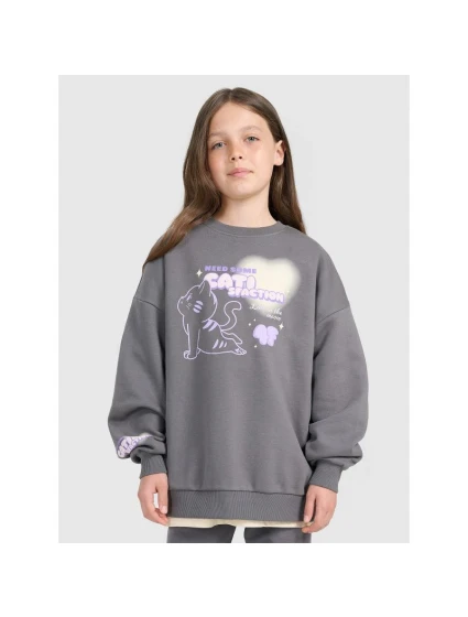 Dívčí mikina oversize bez kapuce 4F 4FJRAW25TSWSF2438-22S Dívčí mikina oversize bez kapuce 4F 4FJRAW25TSWSF2438-22S