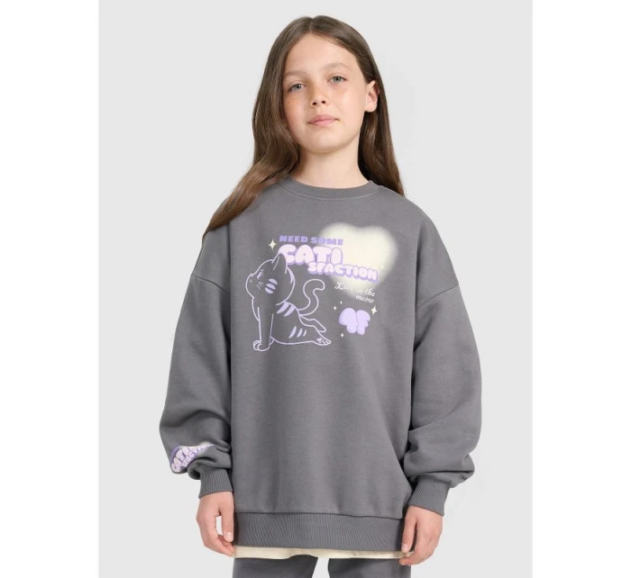 Dívčí mikina oversize bez kapuce 4F 4FJRAW25TSWSF2438-22S Dívčí mikina oversize bez kapuce 4F 4FJRAW25TSWSF2438-22S