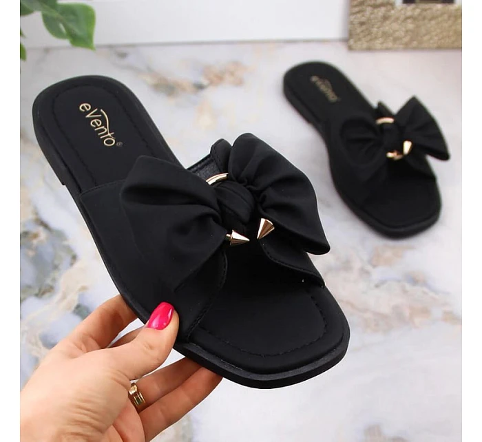 Dámské ploché žabky s mašlí černé eVento model 22096558 Dámské ploché žabky s mašlí černé eVento model 22096558