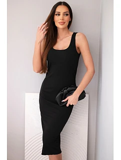 Dámské viskózové žebrované šaty na ramínkách černá