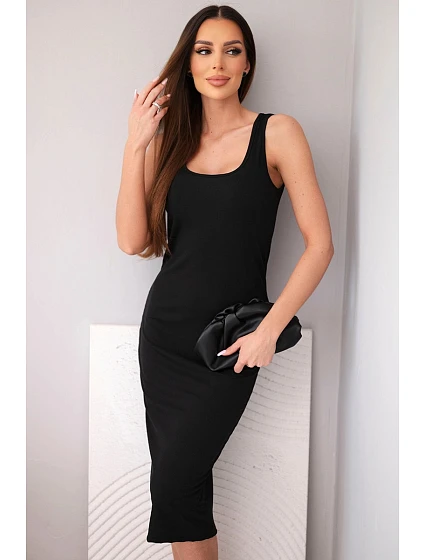 Dámské viskózové žebrované šaty na ramínkách černá