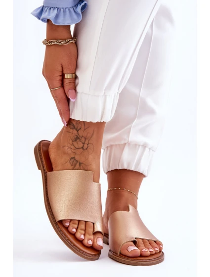 Dámské kožené žabky zlato model 21613216 - Boto