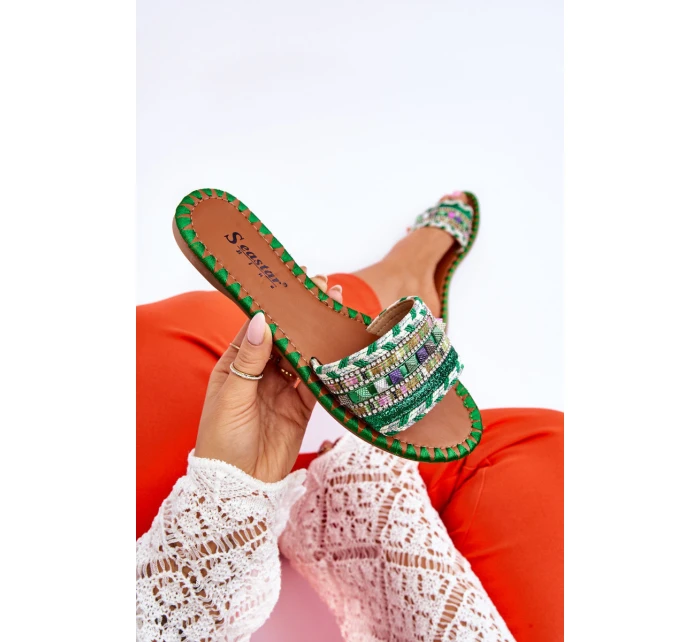 Dámské zdobené pantofle Zelene Bellisa Dámské zdobené pantofle Zelene Bellisa