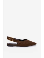 Baleríny se Zlatým Přezkou Eko Semišové Olivové Palerra