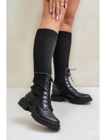 Nazouvací kozačky s ponožkovým svrškem černé Iranel