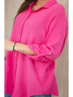 Bavlněná mušelínová košile oversize růžový