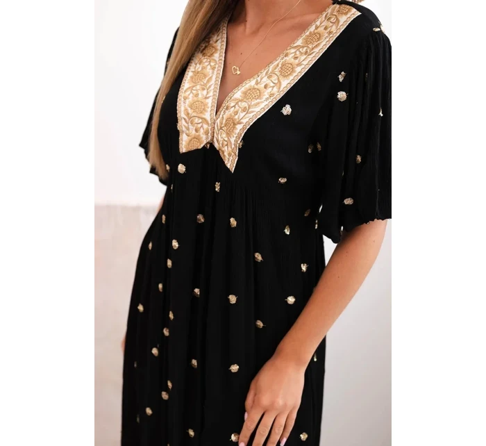 Dámské viskózové šaty se zavazováním na zádech černý