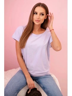 Dámská blůza s krátkým rukávem a kamínky fialová