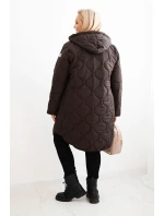 Dámská zimní bunda Plus Size prošívaná s kapucí červená