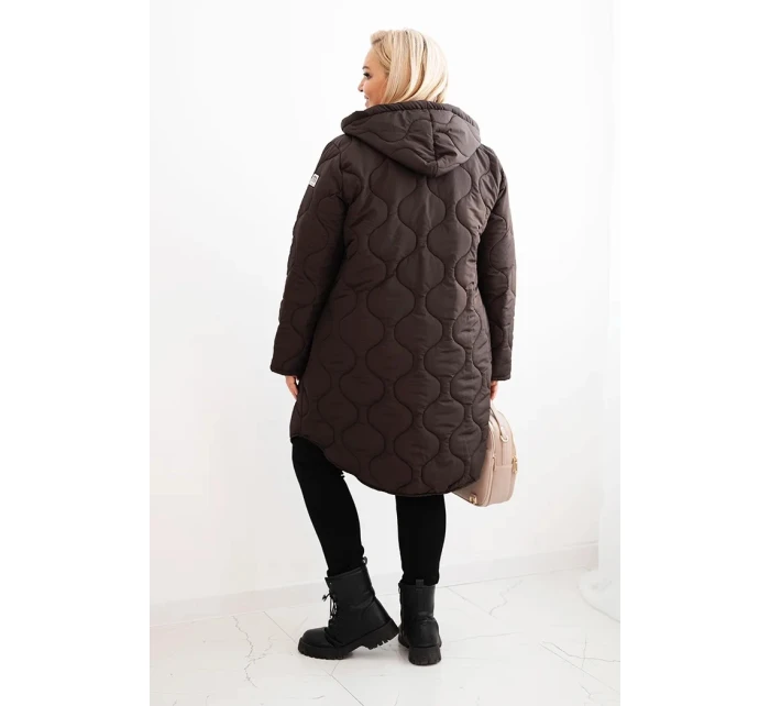 Dámská zimní bunda Plus Size prošívaná s kapucí červená