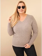 Dámský svetr Plus Size z baby alpaky s dlouhým rukávem fango zelená