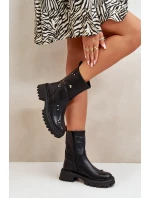 Dámské boty z eko kůže na zip s ozdobnými detaily černé model 21670385 - Boto