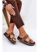 Dámské pantofle na platformě s pásky a sponami hnědé Ziferte Dámské pantofle na platformě s pásky a sponami hnědé Ziferte