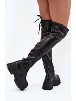 Dámské Kozačky Po Kolena Na Masivní Platformě Černé model 21707072 - Boto