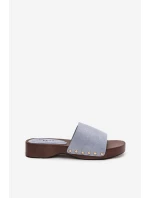 Dámské pantofle se zlatými sponami modré model 21918761 - Boto Dámské pantofle se zlatými sponami modré model 21918761 - Boto